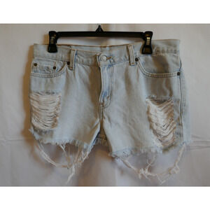 Levi Strauss & Co 518 Denim Cutoff Distressed Shorts Raw Hem Light Wash Size Med